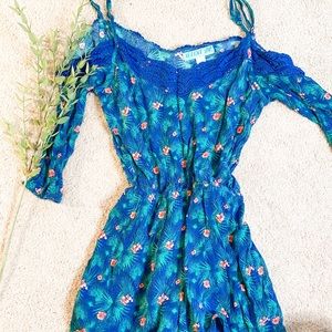 Floral Adjustable Straps 3 Quarter Sleeve Romper